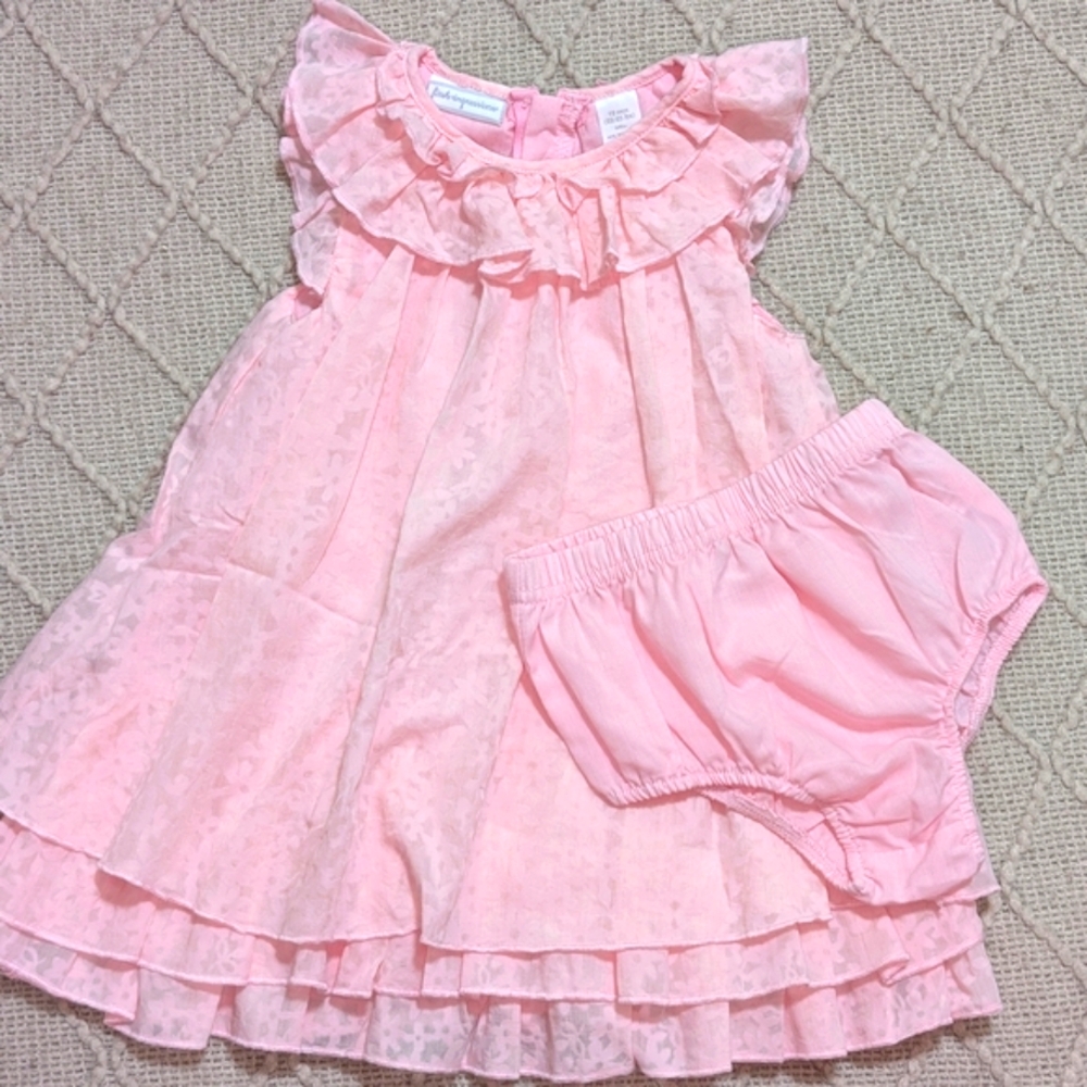 First Impressions Pink Ruffled Dress 12 Months